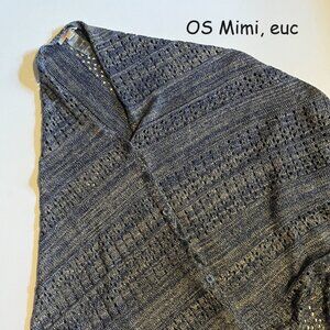 OS Lularoe Mimi shawl wrap, navy and tan weave